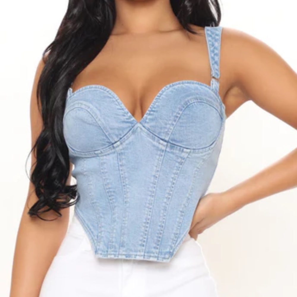 Denim Blue Women's Corset Top M